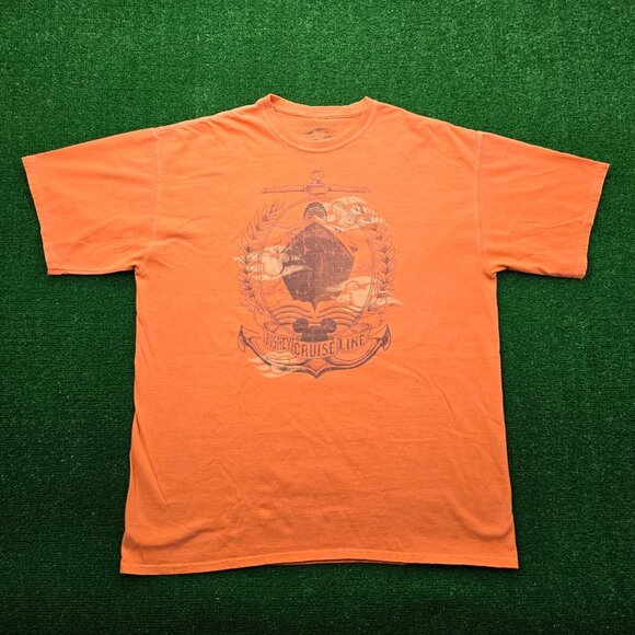 Disney Tshirt Mens XL Orange Short Sleeve Cruise Line‎ Mickey Mouse Casual - Picture 1 of 7